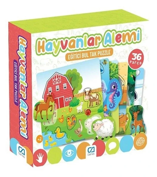 Hayvanlar Alemi Eğlenceli Bul Tak Puzzle - Mavi Su Dünyası ürün görseli 1