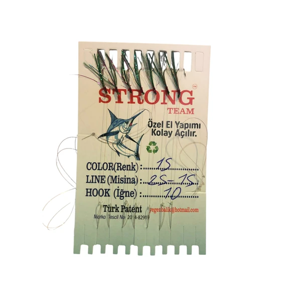 Strong K.Yeşil Kırmızı Sim 7li Karton 10 Numara İğne 25-15 Misineli Çapari ürün görseli 1
