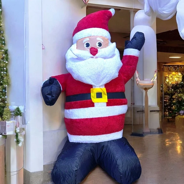 VIP DELUXE 120 CM LED IŞIKLI MOTORLU DEV ŞİŞME NOEL BABA 120 CM IŞIKLI PELUŞ DOKULU YILBAŞI DEKORU ürün görseli 1