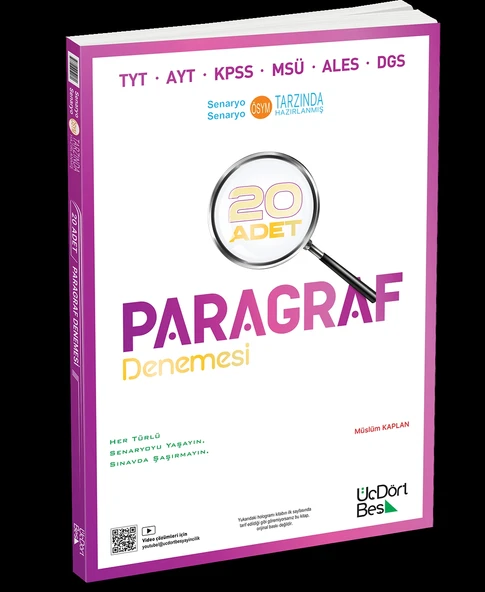 ÜçDörtBeş Yayınları TYT Paragraf 20 Deneme Yeni ürün görseli 1