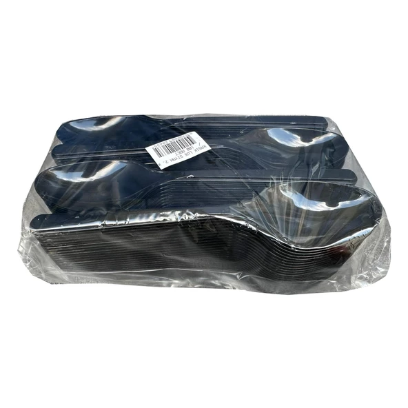 Plastik Siyah Kaşık - Parti Davet Piknik Çorba Yemek Kaşığı - 18 Cm. - 100'lü Paket ürün görseli 1