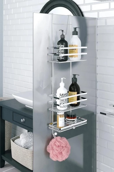 Geseus Üç Katlı Asmalı Banyo Duş Rafı Krom LM580 ürün görseli 1