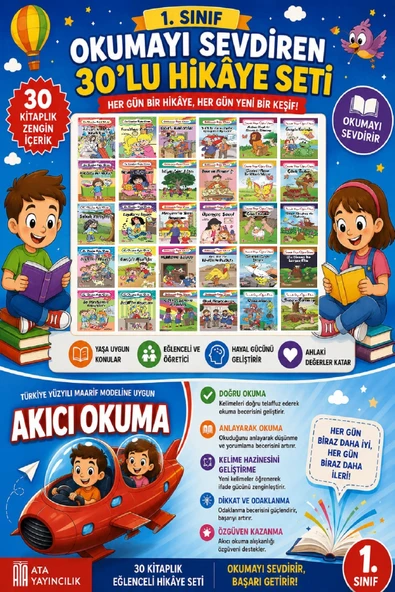 1.Sınıf Okumayı Sevdiren 30 lu Hikaye Seti+ Hızlı Okuma ürün görseli 1