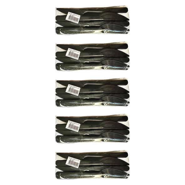 Siyah Plastik Bıçak - Parti Davet Piknik Yemek Bıçağı - 18 Cm. - 100'lü 5 Paket ürün görseli 1