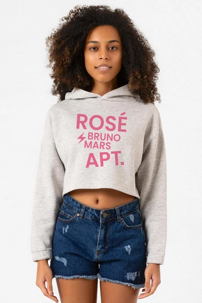 Grimelanj BLACKPINK ROSE BRUNO MARS APT Kadın Crop Kapşonlu ürün görseli 1