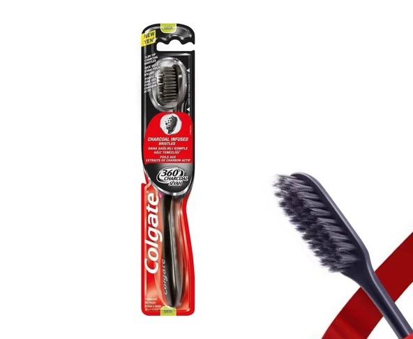 Colgate Diş Fırçası 360 Siyah Charcoal Medium-Orta ürün görseli 1