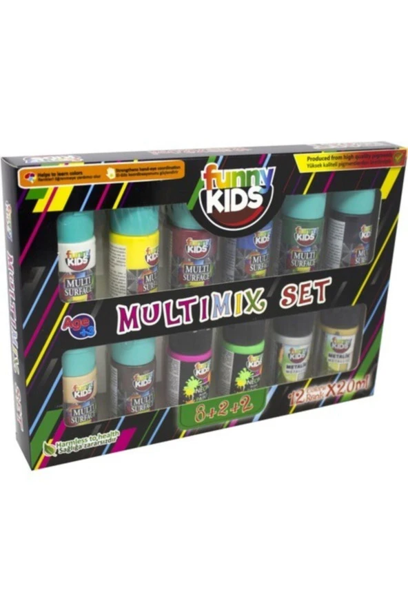 Funny Kids Multimix Akrilik Boya 12 Renk Set 20 ml ürün görseli 1