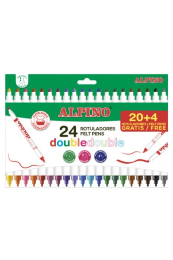 Alpino Double Çift Taraflı Keçeli Kalem 20+4 ürün görseli 1