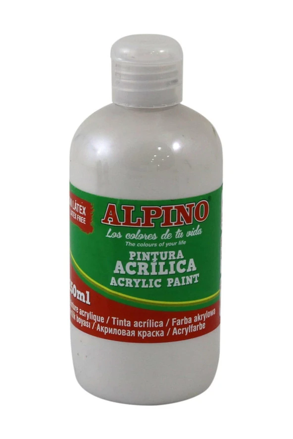 Alpino Akrilik Boya Şişe 250 ML Metalik Beyaz Akrilik Boya ürün görseli 1