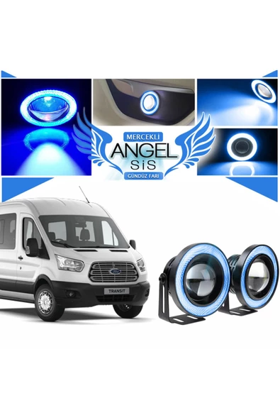Ford Transit Tüm Modeller Uyumlu, Universal Mercekli Led Angel Sis Farı, 76mm Buz Mavi Renk ürün görseli 1