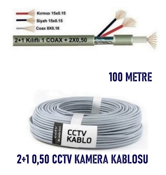 100MT 2+1 CCTV 0.50mm Kamera Kablosu (100 Metre) ürün görseli 1