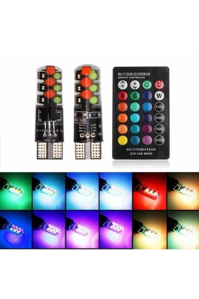 Park Ampulü Rgb T10 Park Ampulü Renk Değiştiren Kumandalı ürün görseli 1