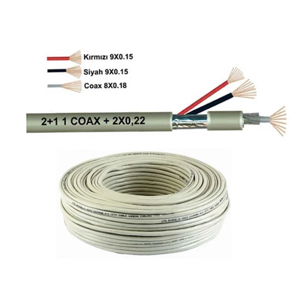 100MT 2+1 CCTV 0.22mm Kamera Kablosu (100 Metre) / BAKIR ürün görseli 1