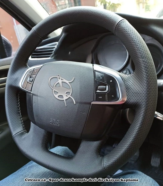 Citroen C4 Araca Özel Dikmeli Direksiyon Kılıfı (SOFT NOKTA DÜZ) ürün görseli 1