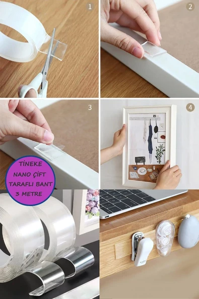 Çift Taraflı Nano Bant Süper Güçlü Şeffaf Çift Taraflı Bant 3 CM X 2 METRE ürün görseli 1