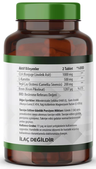 Cla Yeşilçay L-Karnitin Krom Pikolinat 90 Tablet - Resim 2