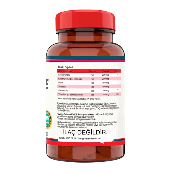 Nevfix Coenzyme Q10 200 MG Koenzim Resveratrol Q10 Karamuk 120 ürün görseli 1