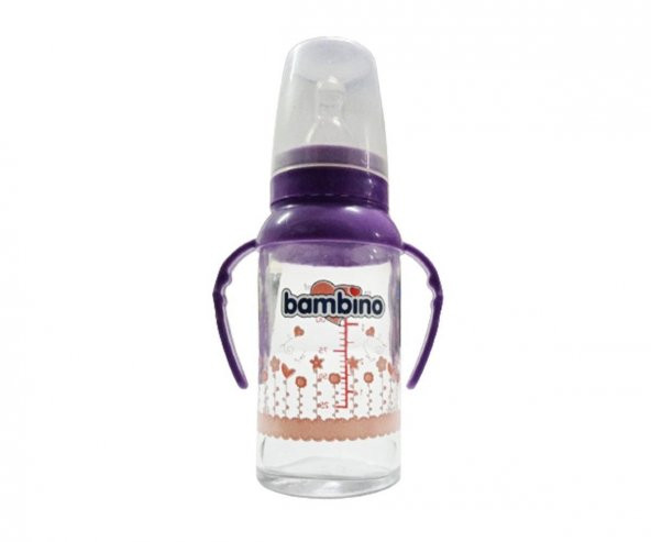 Bambino BE 015 Kulplu Cam Biberon 125 Ml - Mor ürün görseli 1