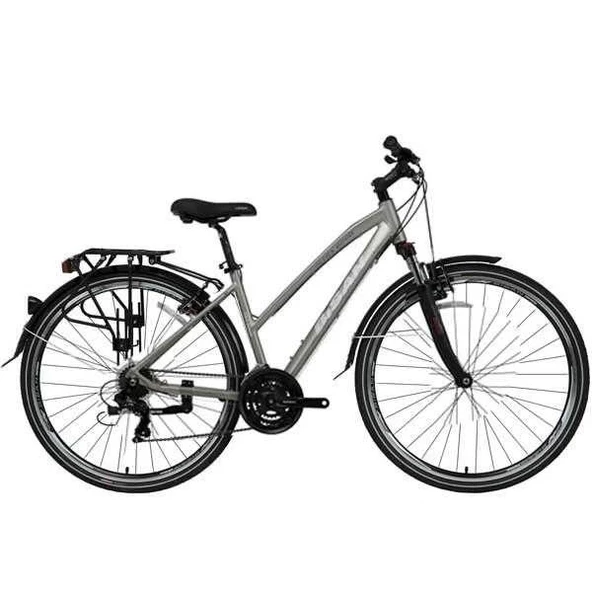 Bisan TRX 8200 City V Fren 21 Vites 28 Jant Şehir Bisikleti Açık Metalik Gri Beyaz 45 Kadro ürün görseli 1