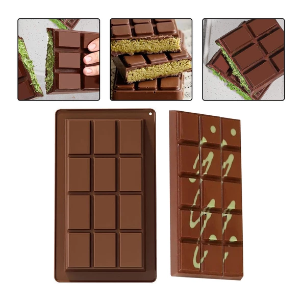 Silikon Kalıp Dubai Çikolata Bar ve Kek Büyük Boy Derin Tablet Dubai Çikolatası Kalıbı ürün görseli 1