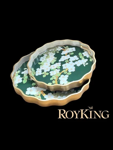 Royking Bahardalı 2 Li  Yuvarlak Tepsi 34x4cm - 39x4cm FX 032 ürün görseli 1