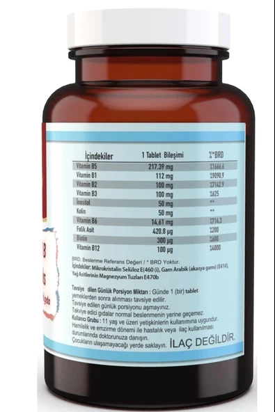 Vitamin B Complex B Vitaminleri 120 Tablet - Resim 2