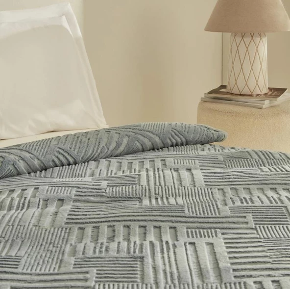 Karaca Home Rita Mavi Tek Kişilik Emboss Battaniye - Resim 3