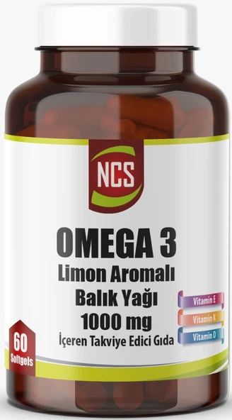 Omega 3 Balık Yağı 1000 MG Doğal Limon Aromalı 60 Yumuşak Kapsül ürün görseli 1