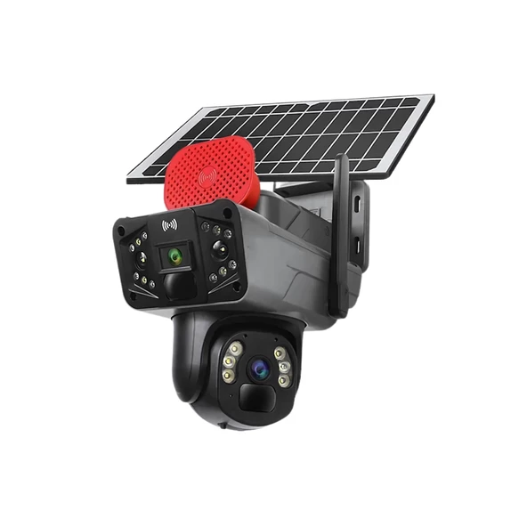 O-KAM-3915 4G 6MP Dual Lens Solar PTZ Güneş Panelli Kamera ürün görseli 1