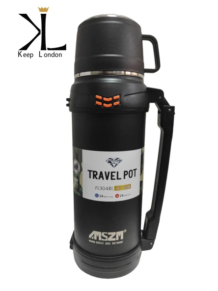 Keep London Paslanmaz Çelik Çift Duvarlı 1200ml Termos-Siyah ürün görseli 1