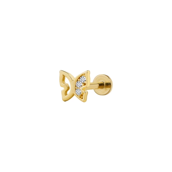 Taşlı Kelebek Altın Piercing ürün görseli 1