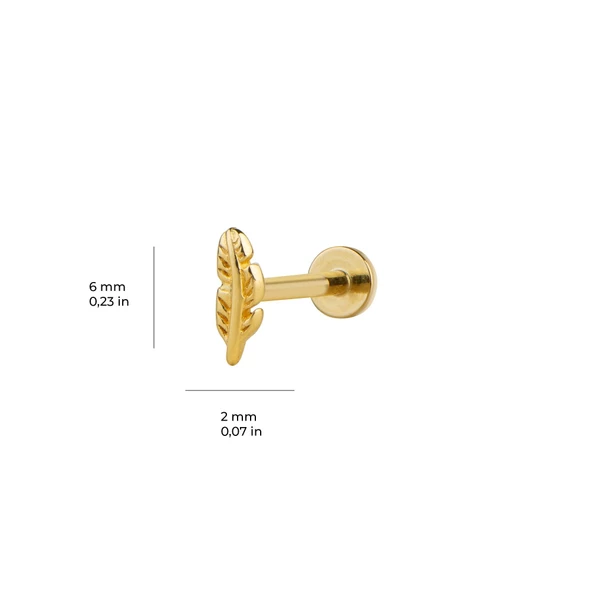 Yaprak Altın Piercing - Resim 3