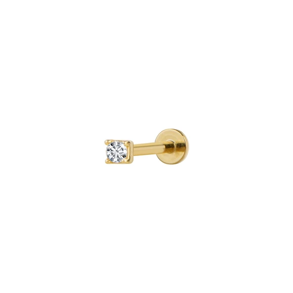 2 mm Tek Taş Altın Piercing ürün görseli 1