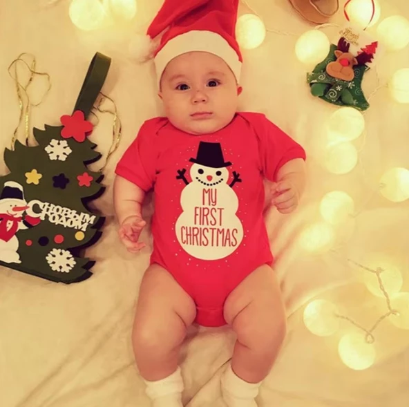 Yılbaşı Noel (CHRİSTMAS) Temalı Organik Bebek Body Şapka Takımı 0-3 Aylık ürün görseli 1