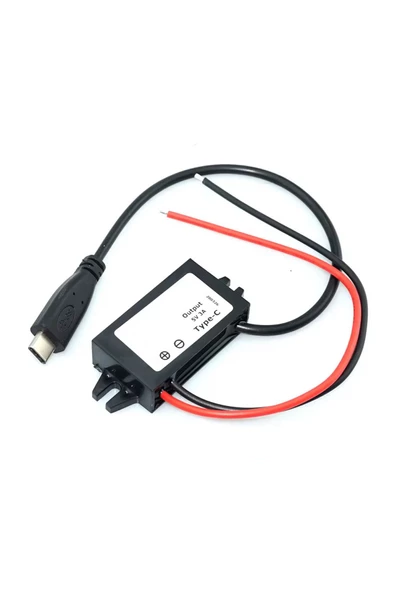 Alkatronik 12.2V/24V to TYPE-C 5V 3A Modül F35J5V3A 30cm Usb Kablolu Su Geçirmez Şarj Tel Voltaj Düşürücü Güç ürün görseli 1