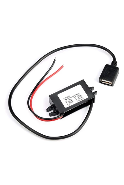 Alkatronik 12V/24V to USB-A 5V 3A Modül F35J5V3A 30cm Type A Usb Kablolu Su Geçirmez Şarj Telefon Voltaj Düşür ürün görseli 1