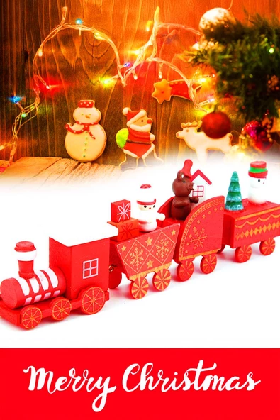 Yılbaşı Süsü Dekoratif Ahşap Noel Treni - Dekoratif ve Hediyelik  20 cm ürün görseli 1