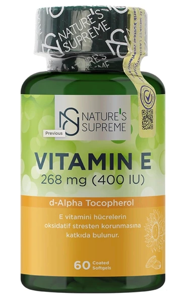 Nature's Supreme Vitamin E 400 IU 60 Kapsül ürün görseli 1
