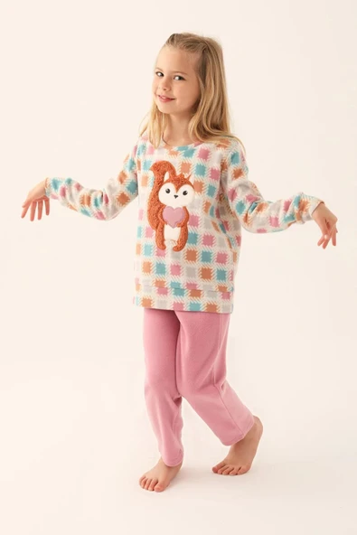 Arnetta 2651 Garson Polar Krem Kız Çocuk Uzun Kol Pijama Takım ürün görseli 1