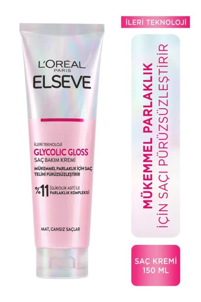 Loreal Elseve Glycolic Gloss Mükemmel Parlaklık için Pürüzsüzleştirici Saç Kremi 150ml ürün görseli 1