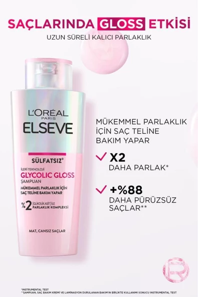 Loreal Elseve Glycolic Gloss Mükemmel Parlaklık için Bakım Yapan Şampuan [Glikolik Asit] 200ml ürün görseli 1