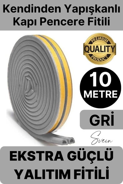 1. Sınıf Gri Kapı Pencere Soğuk Toz Geçirmez İzolasyon Fitili Yapışkanlı Isı Yalıtım 2x5=10 mt ürün görseli 1