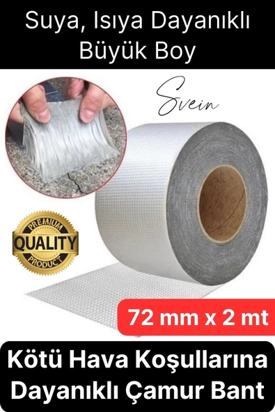 72 mm x 2 mt Su Geçirmez Sızdırmaz Çatı Boru Dayanıklı Çamur Sakız Bant Alüminyum Tamir Bandı ürün görseli 1