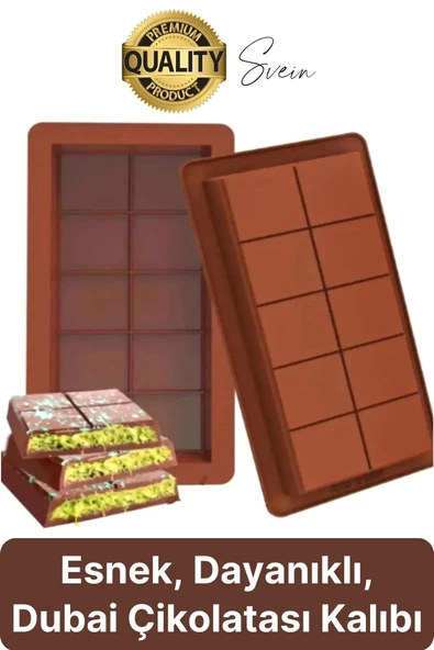 10 Bölmeli Dubai Çikolatası Kalıbı Silikon Bpa Free Kek Yapma Yıkanabilir Isıya Dayanıklı Esnek ürün görseli 1