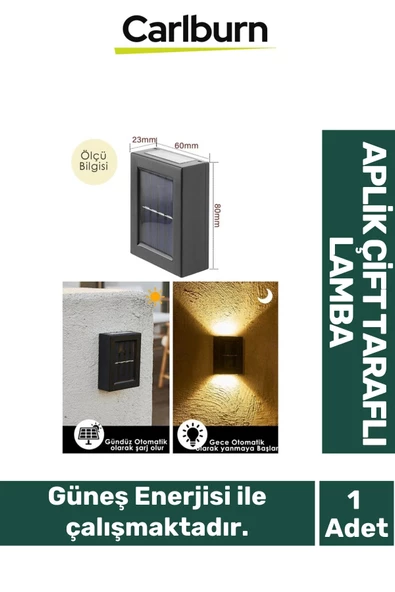 Su Geçirmez Solar Aydınlatma Güneş Enerjili 600mAh Solar Aplik Gün Işığı Çift Taraflı Duvar Lamba ürün görseli 1