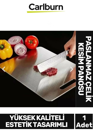 Yüksek Kaliteli Estetik Tasarımlı Dayanıklı Kaymaz Yüzey Paslanmaz Çelik Sebze Meyve Et Kesim Panosu ürün görseli 1
