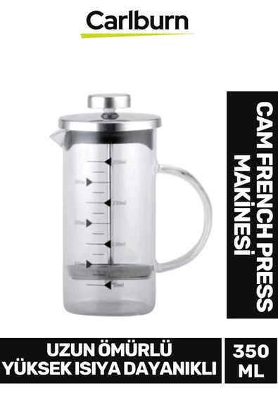 Özel Üretim Isıyı Uzun Süre Koruyan Süzgeçli Bitki Çayı Demliği Filtre Kahve French Press 350 ml ürün görseli 1