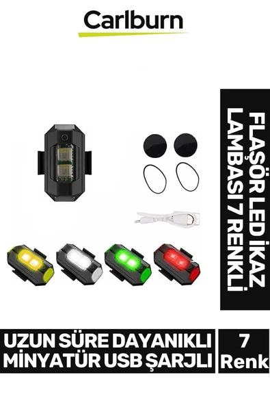 Uzun Süre Dayanıklı Minyatür Usb Şarjlı Bisiklet Motorsiklet Drone Flaşör Led İkaz Lambası 7 Renkli ürün görseli 1