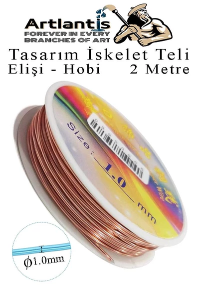 Renkli Tel Tasarım İskelet Teli 1.0mm 2 Metre 1 Adet Elişi Hobi El Sanatı Kararmaz Tel Makara Okul Deney Okul Sınıf ürün görseli 1
