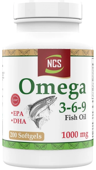Omega 3 6 9 Balık Yağı 1000 MG 200 Yumuşak Kapsül ürün görseli 1